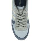 Top-down view of a single light blue, navy, and grey Gola sneaker.