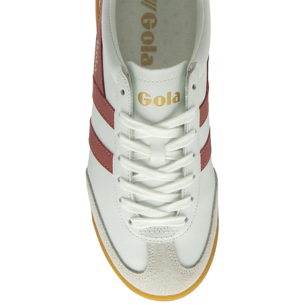 Top-down view of a white and red Gola sneaker.
