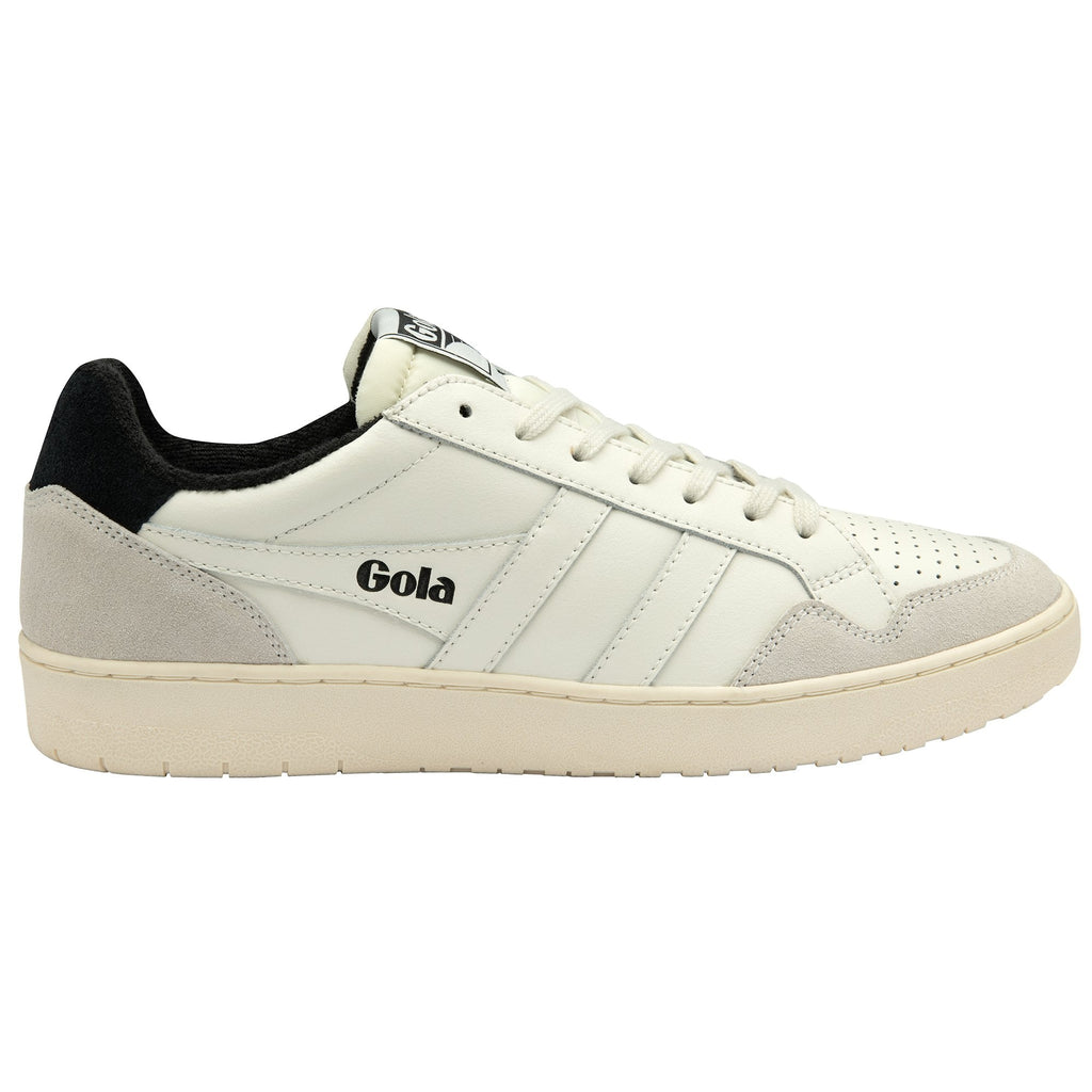 A right off-white Gola sneaker with off-white stripes and a black accent.