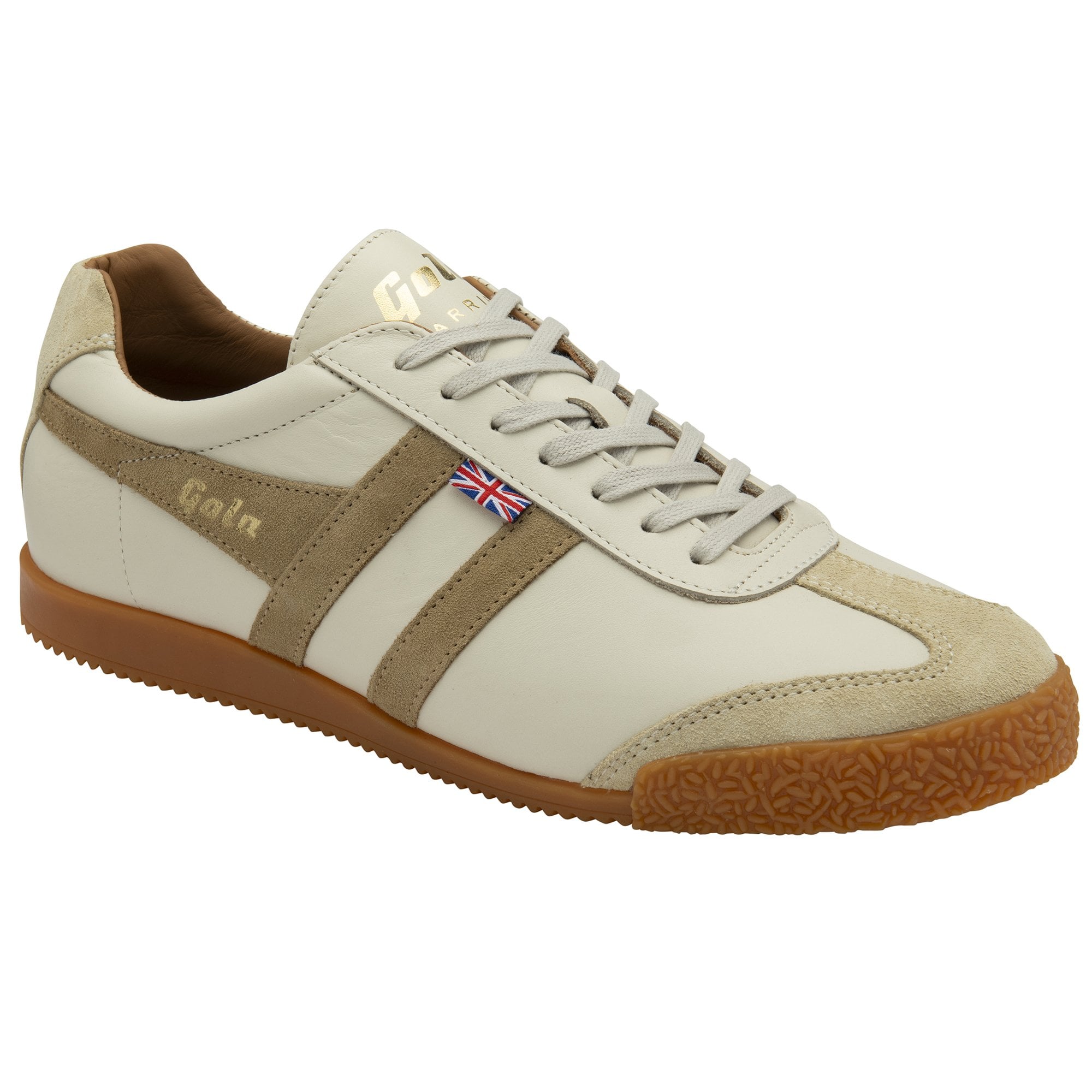 A single cream and tan Gola sneaker, angled view.