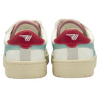 A pair of Gola Kids Baseline Mark II Velcro trainers, rear view.