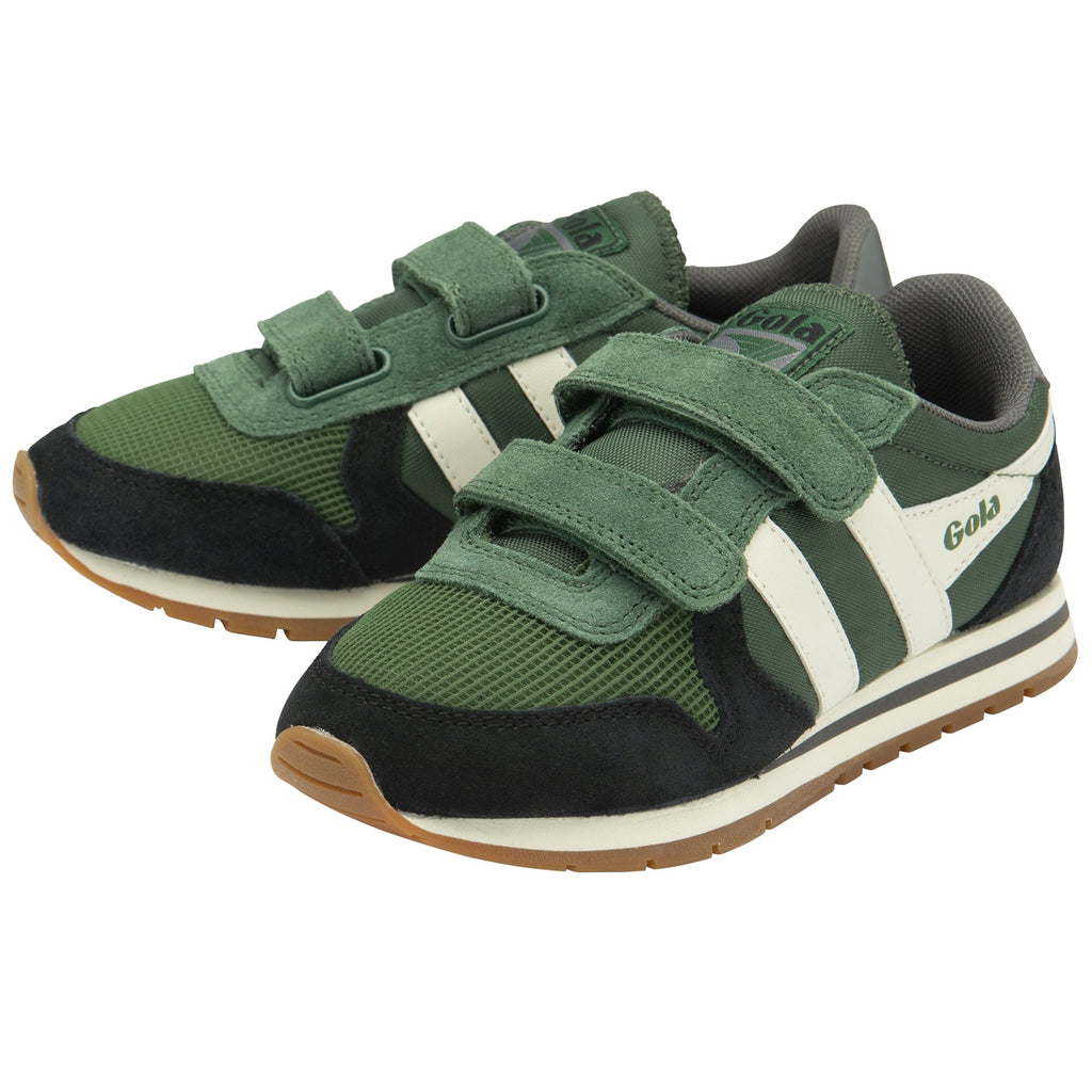 A pair of Gola Kids Trainers, side by side, showing the side and front of both shoes.