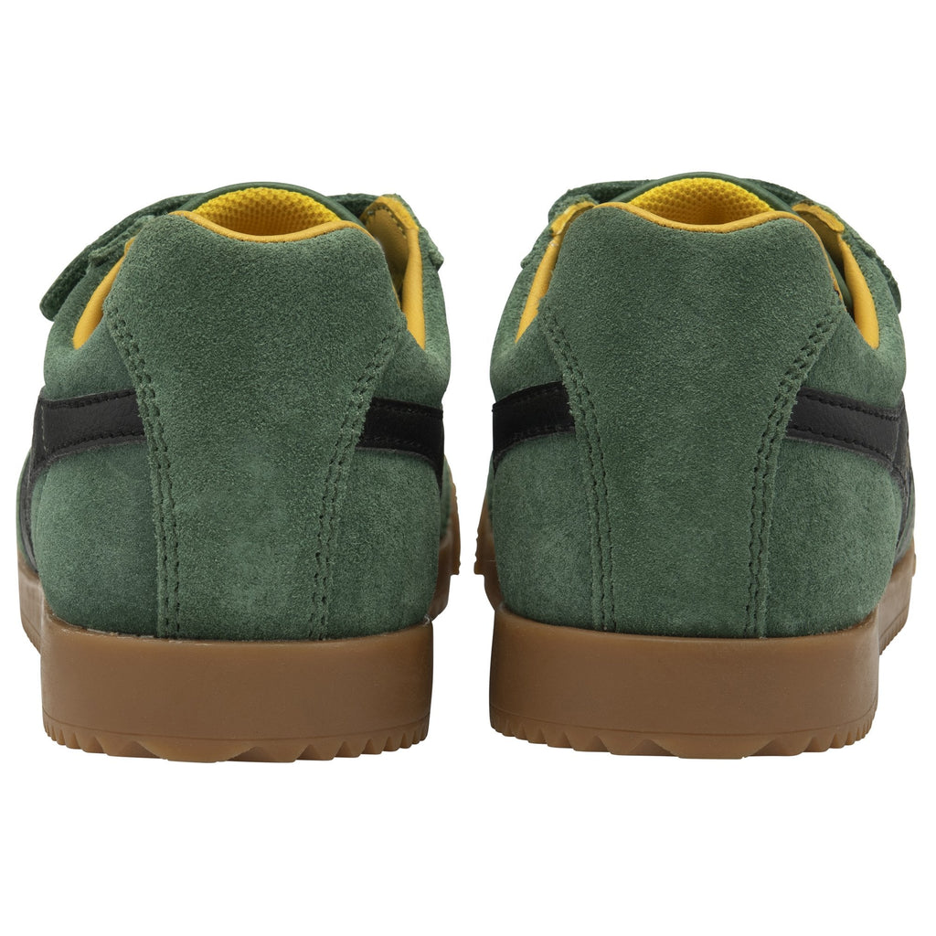 A back view of the Gola Kids' Harrier Strap in green and black.