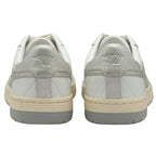 A pair of white and grey Gola men's sneakers, back view.