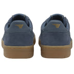 A pair of Gola men's sneakers in blue with brown soles, showing the back view.
