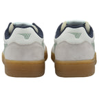 Rear view of a pair of Gola women's sneakers, white with light green accents.