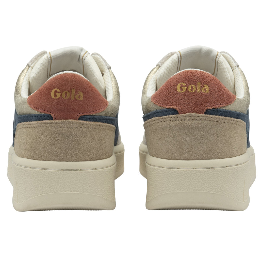 Two Gola shoes, viewed from behind. The heels are reddish-brown with the Gola logo.