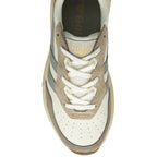 A top view of the Gola women's trainer in cream, beige, and grey with white laces.