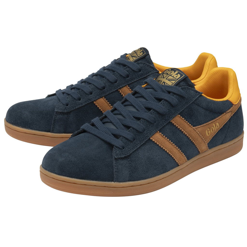 A pair of Gola men's sneakers in navy and tan.
