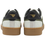 The back view of a pair of Gola men's sneakers with black collars and gum soles.