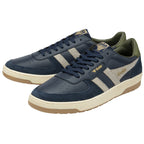 Pair of Gola men's sneakers in navy, green, and cream.