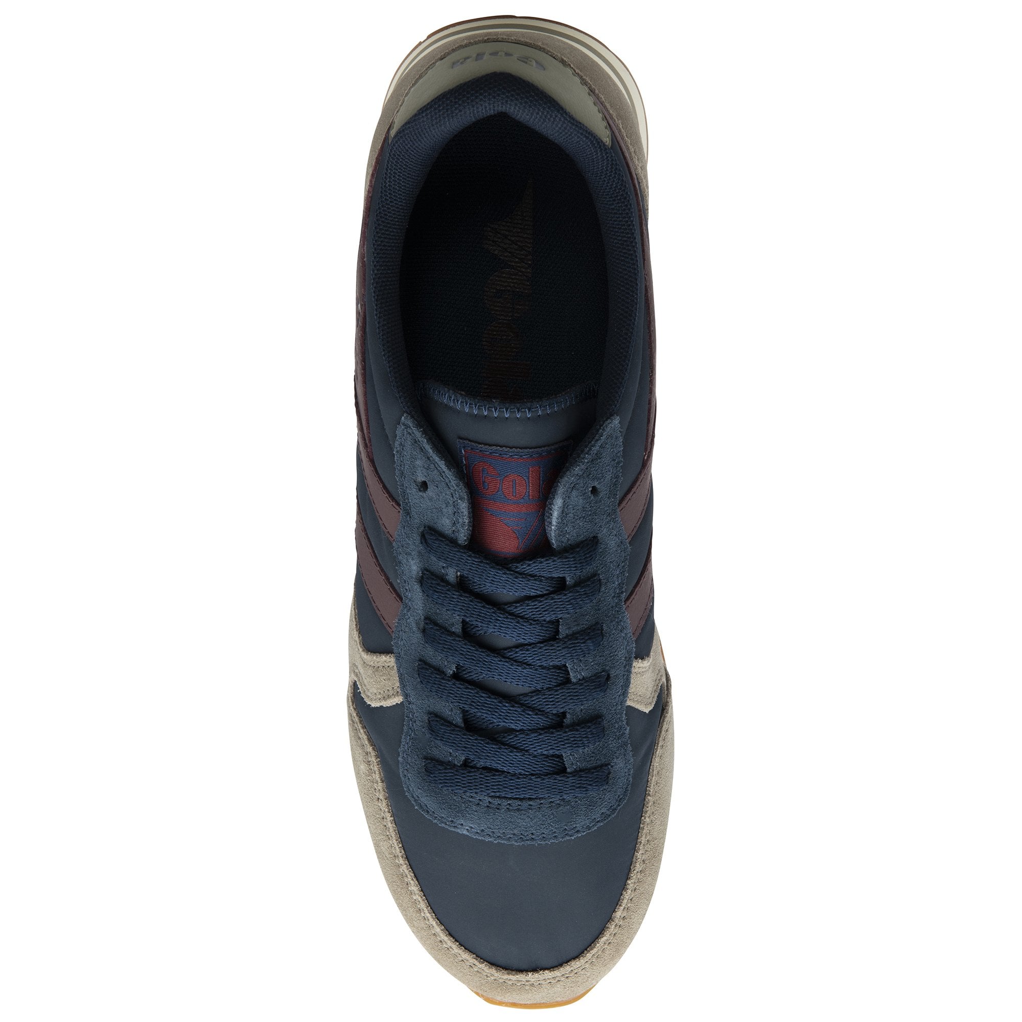 Top down view of a recycled materials Gola men's sneaker.