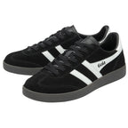 Two black Gola men's sneakers, with white Gola logos on the side and grey soles.