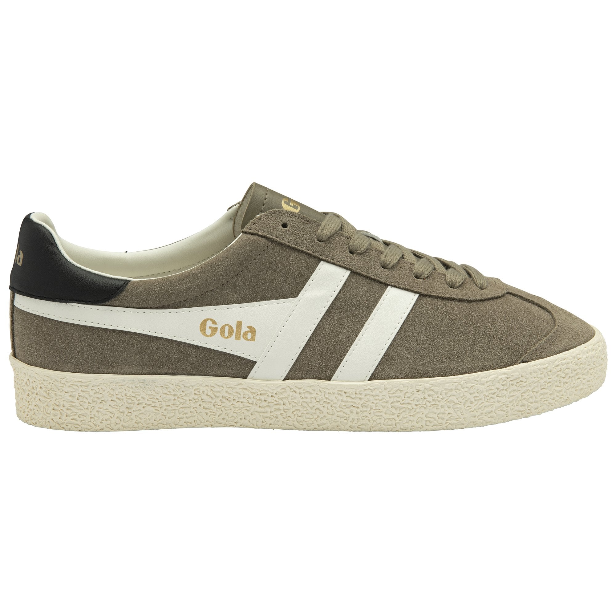A single Gola men's sneaker in grey with white stripes and a black heel tab.