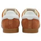 Rear view of a pair of Gola Elan sneakers in tobacco and off-white.
