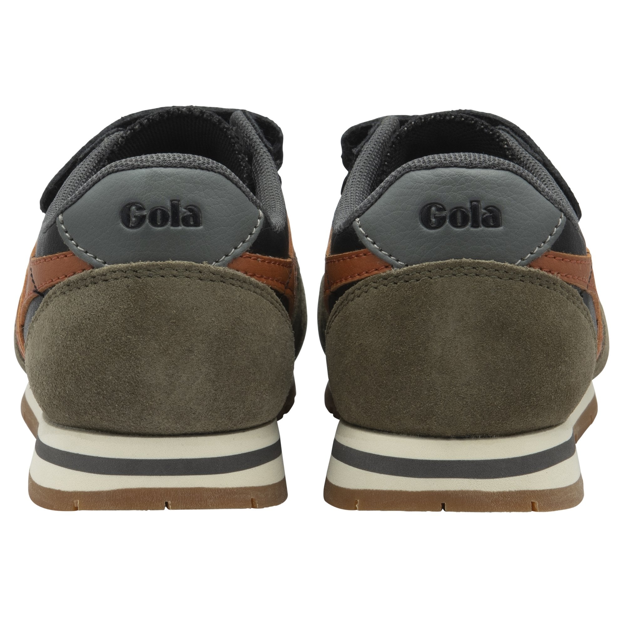 The back of two Gola sneakers, showing the Gola branding on the heel.