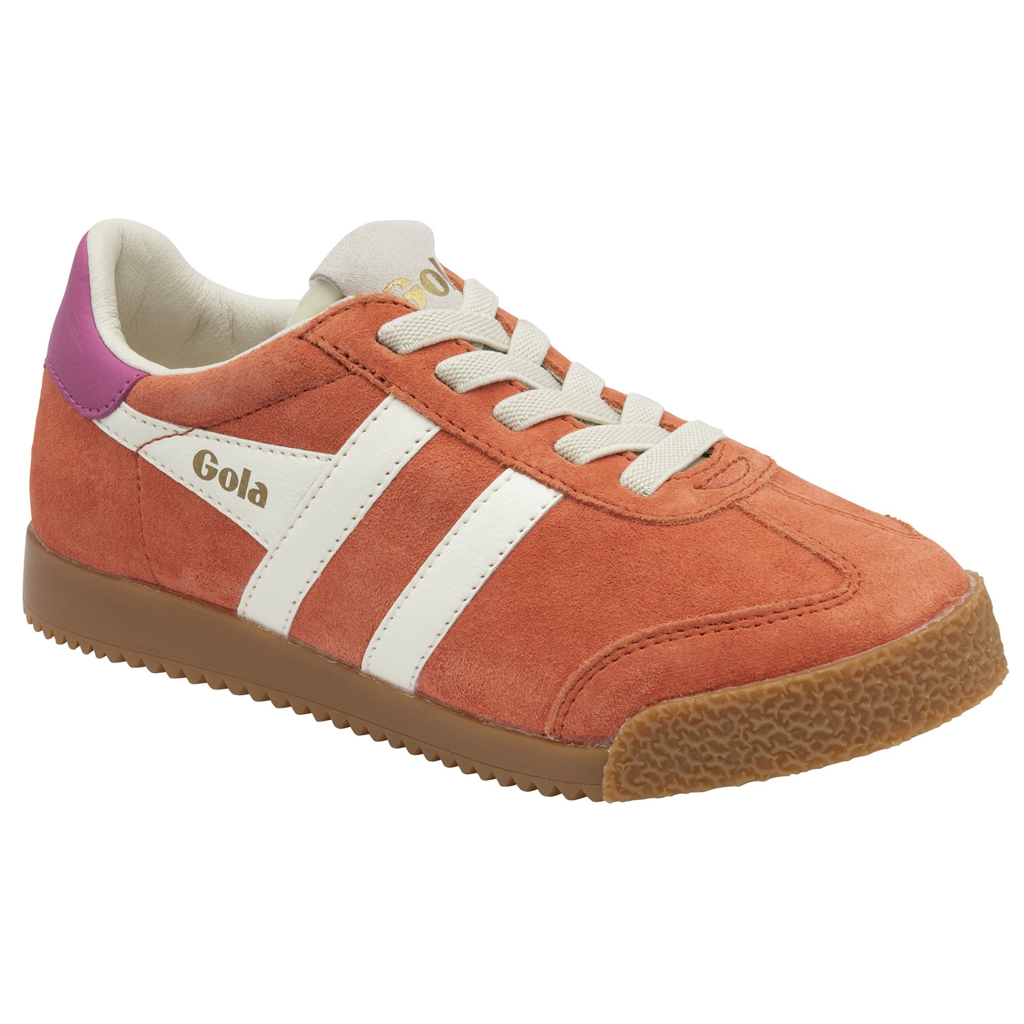 Front side profile of the Gola Elan sneakers in dusty cedar with white Gola wings and laces.