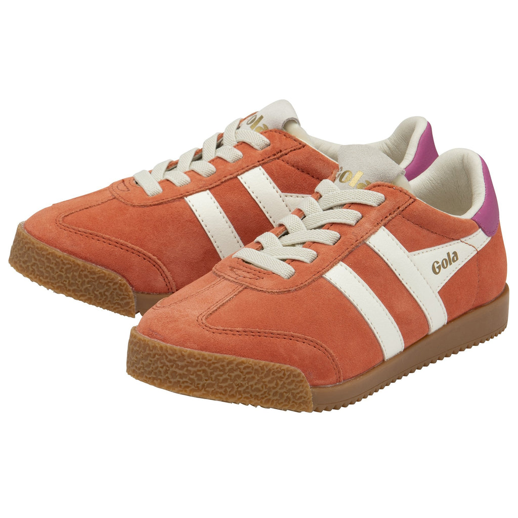 Angled pair of Gola Elan sneakers in dusty cedar with white Gola wings and laces.