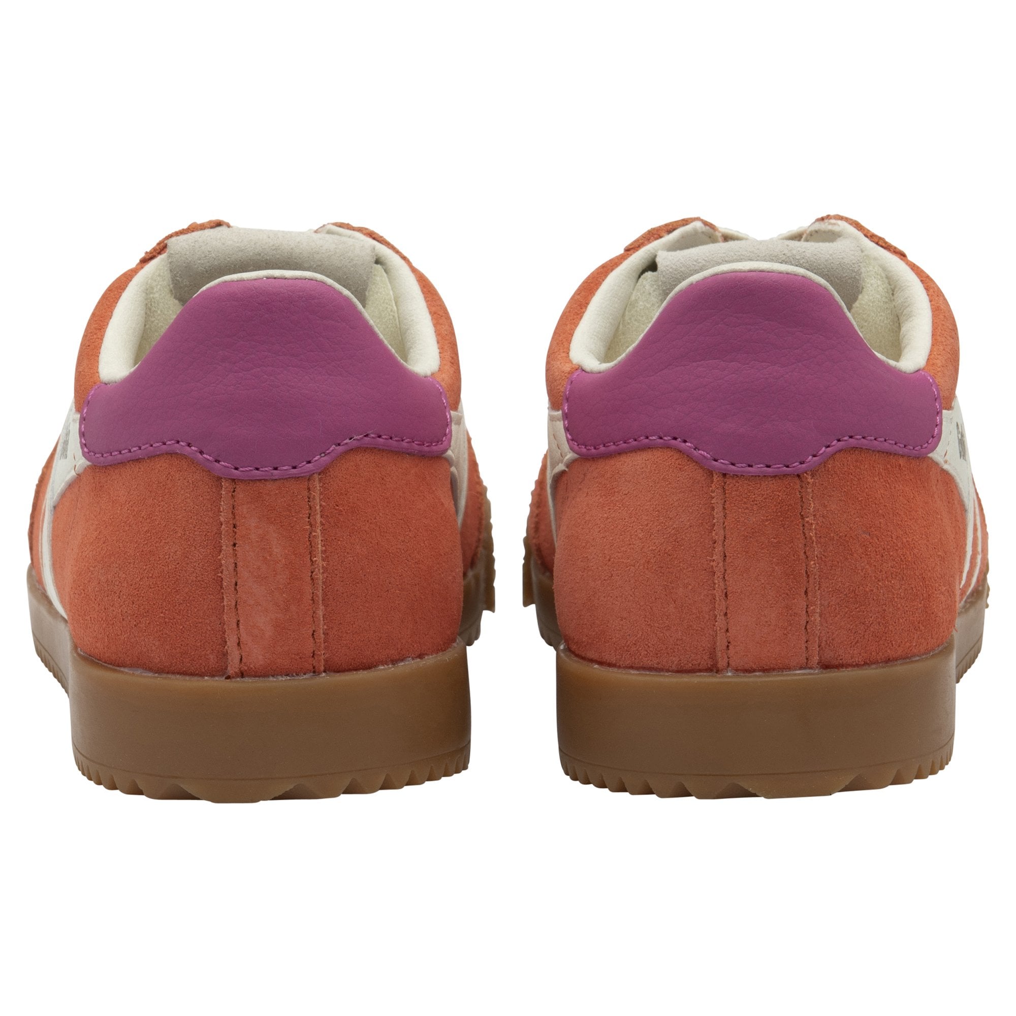 Rear view of the Gola Elan sneakers in dusty cedar with purple heel tabs.