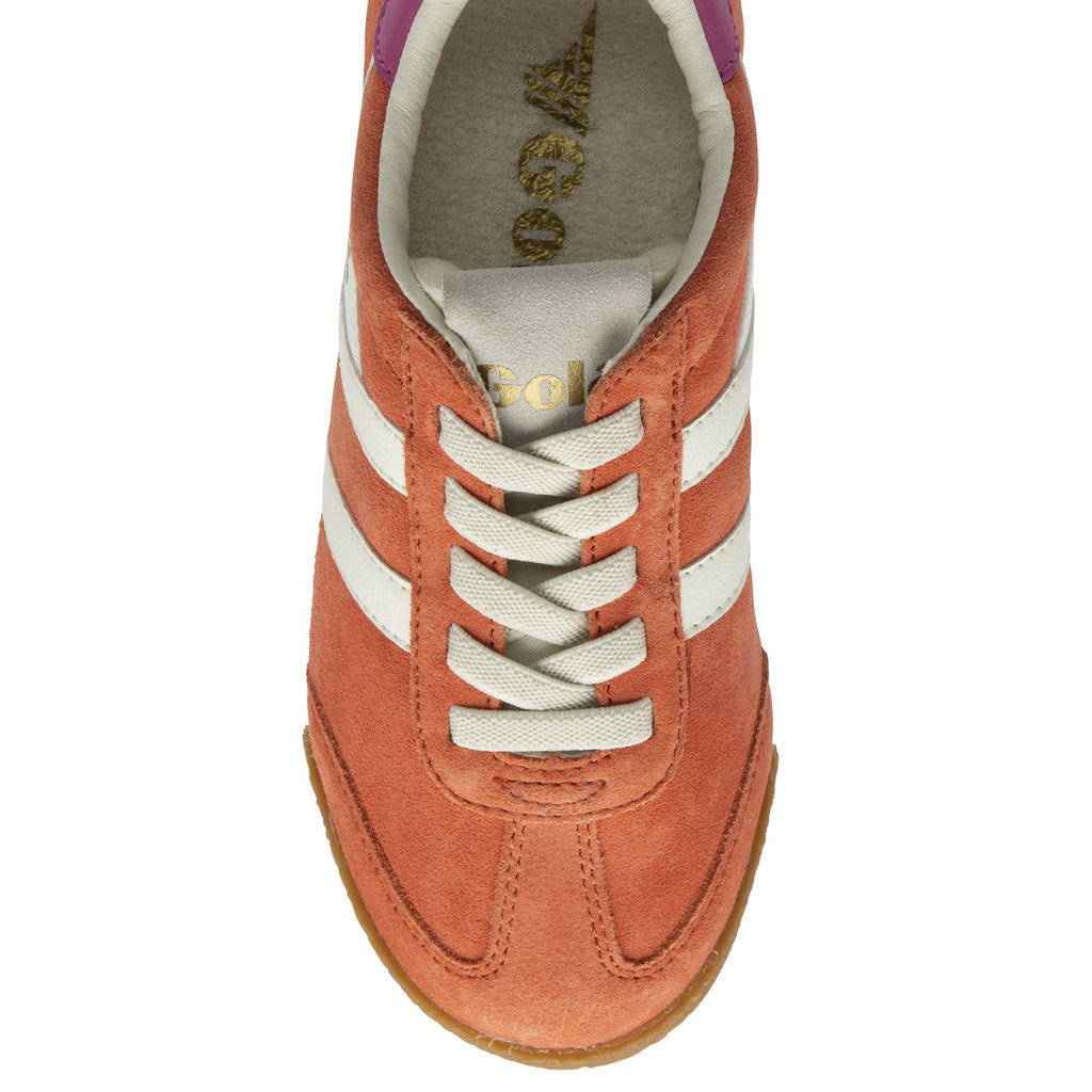 Top view of the Gola Elan sneakers in dusty cedar with white Gola wings and laces.