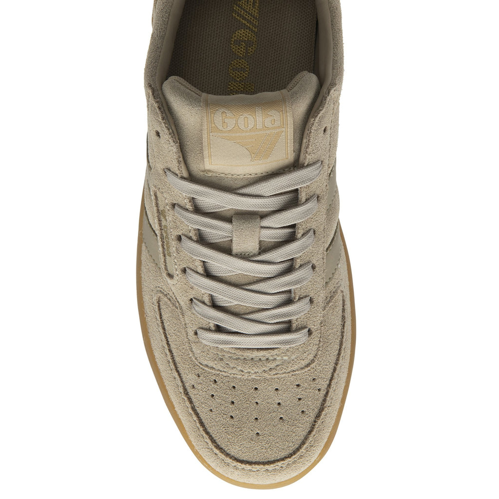 A top-down view of the Gola Elan trainer in mink/gum.