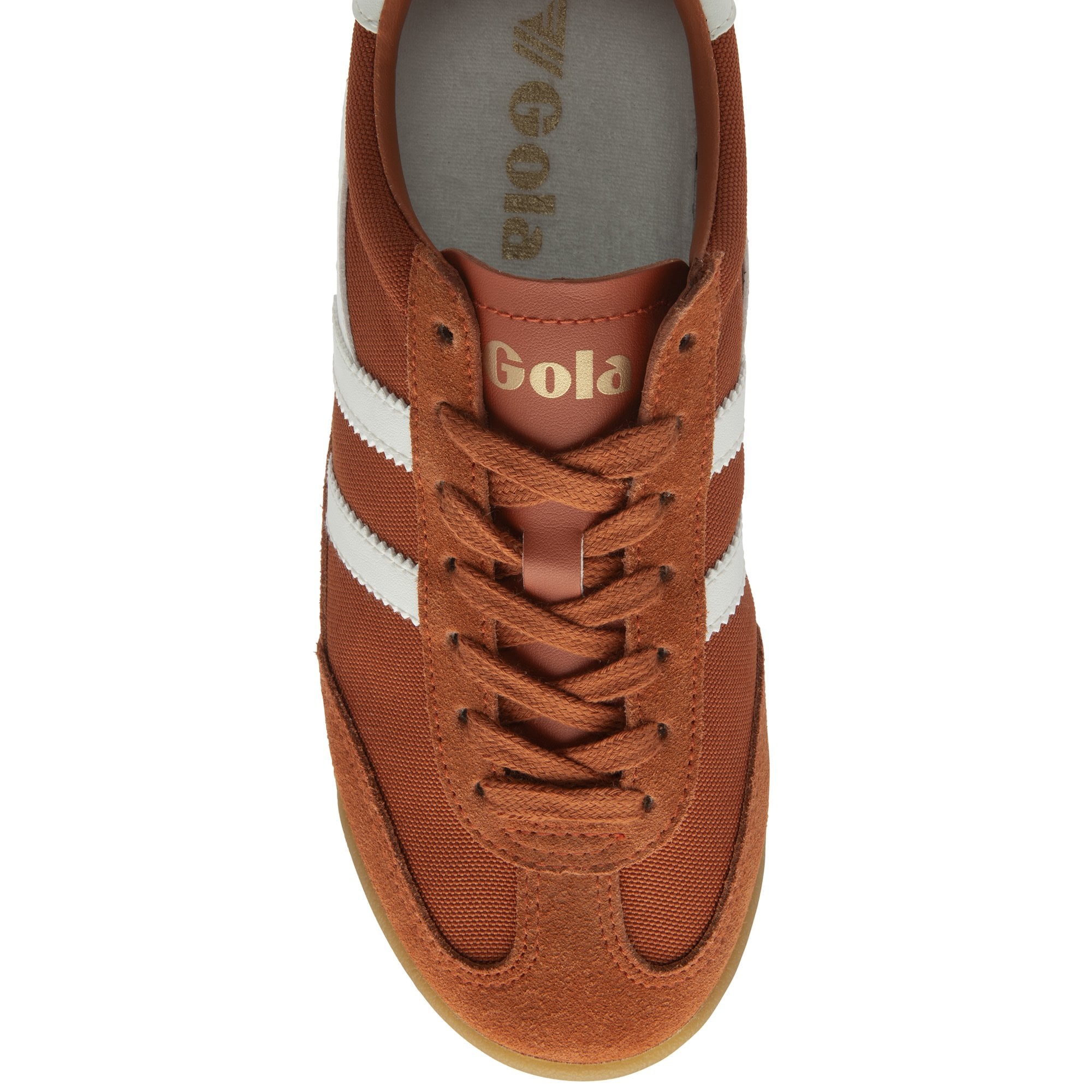 Top-down profile of a Gola men's Trainer in burnt orange.