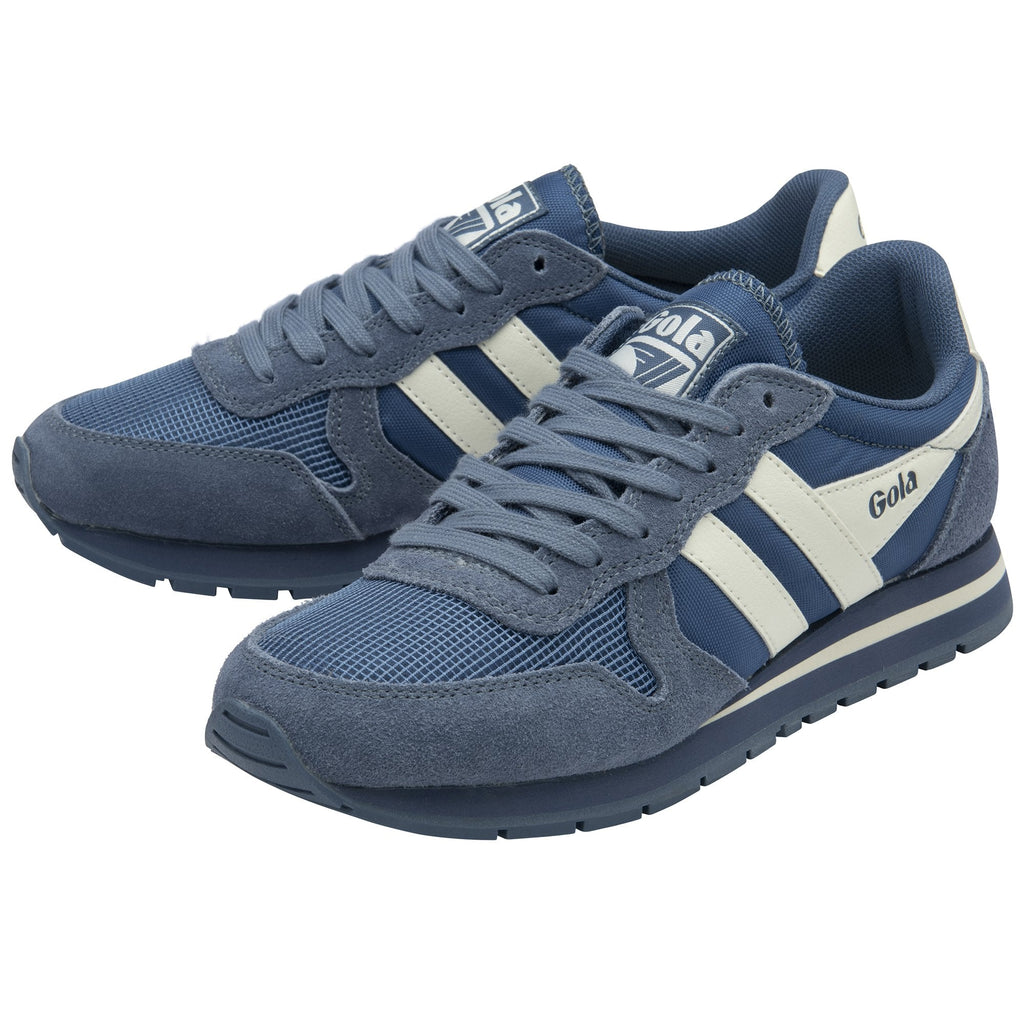 A pair of Gola men's Trainers in white and blue.