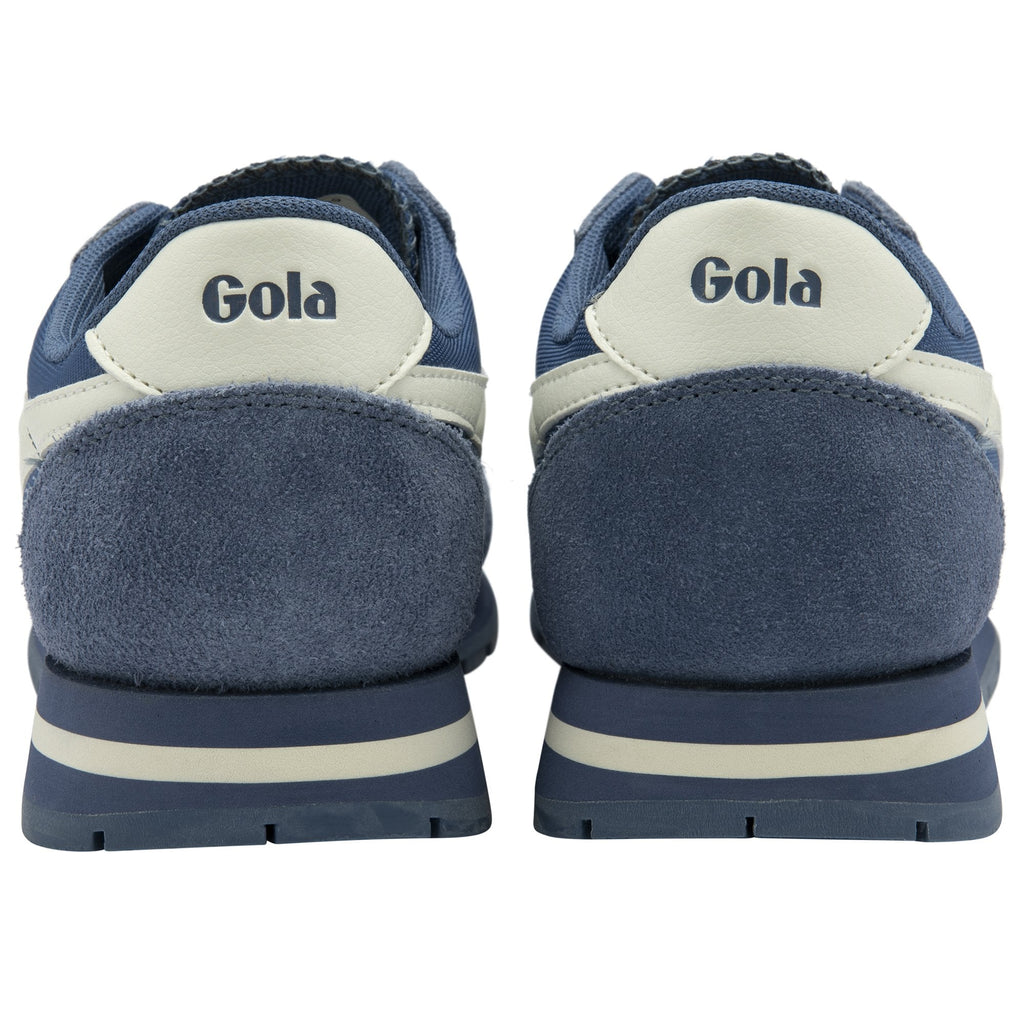 A rear view of the Gola men's Trainers in white and blue.