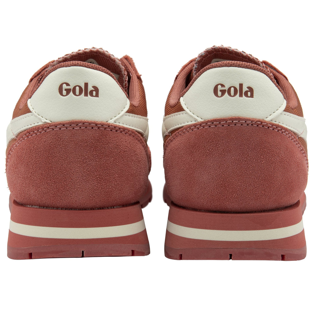 Rear view of Gola women's Orchid sneakers in red, showcasing the heel detail.