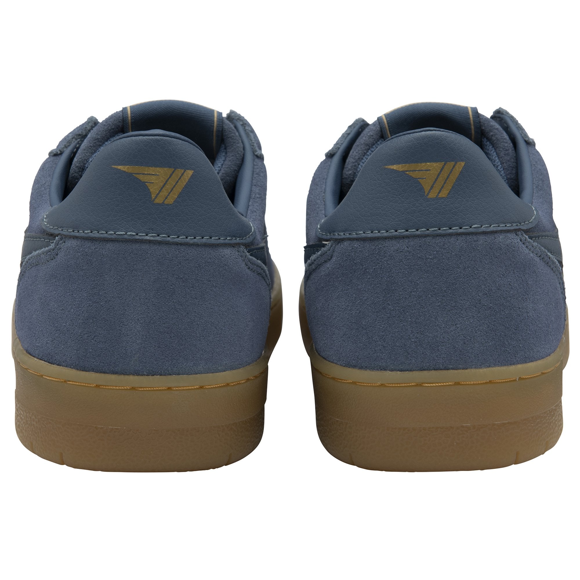 Back view of a pair of Gola men's sneakers in blue with gum soles.