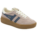 A single Gola women's Platform trainer in dusky rose with navy stripes positioned right.
