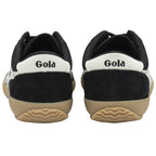 The rear view of a pair of Gola trainers, showing the branding on the heel.