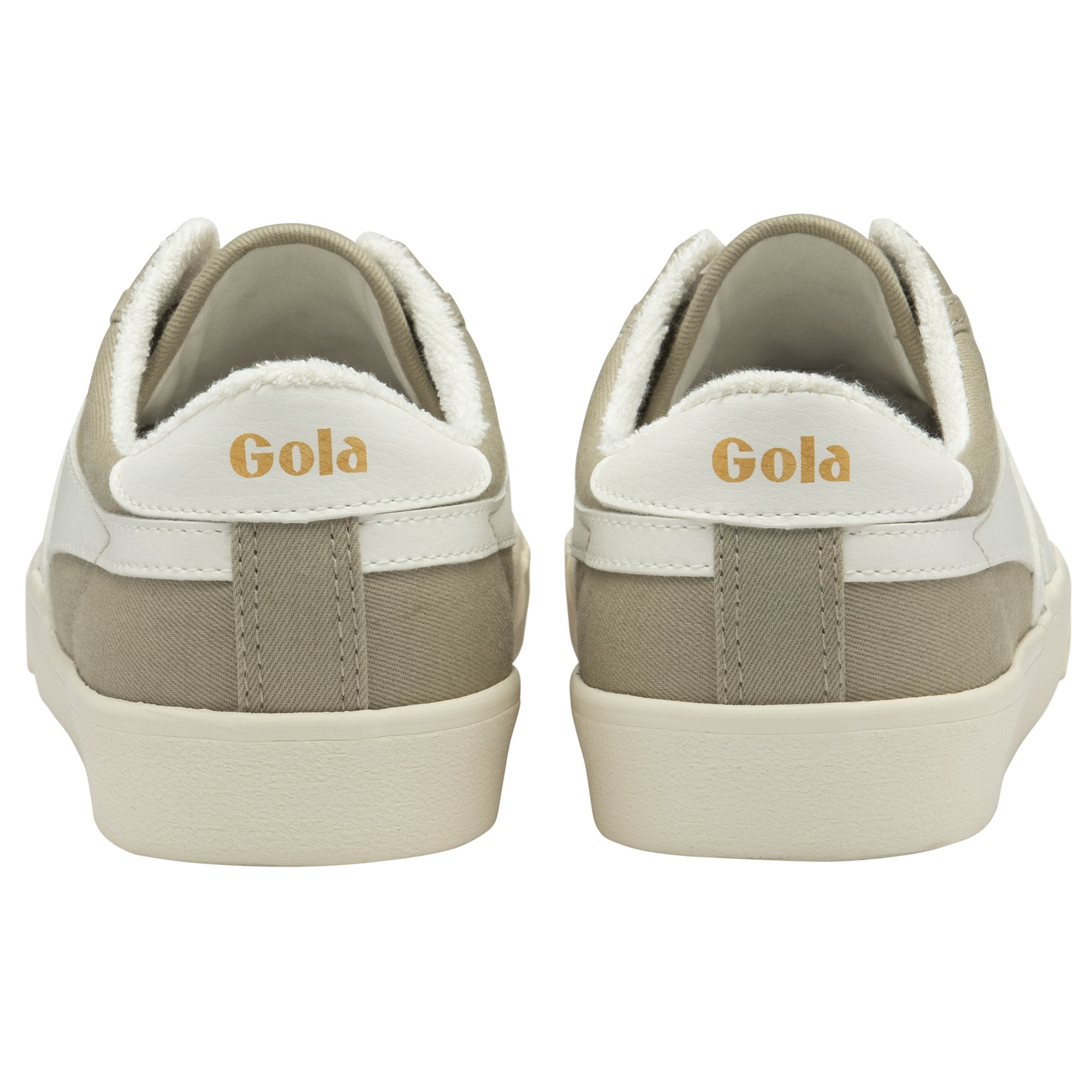 Back view of Gola women's Baseline Mark Cox sneakers, highlighting the white heel and logo.