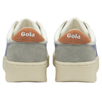 Rear view of two Gola sneakers showing tan heel tabs with logo.