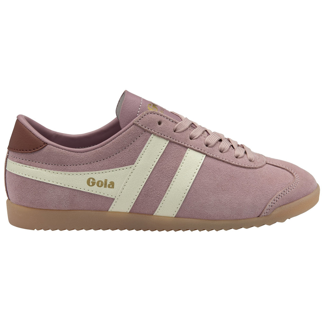A right light purple Gola Orchid sneaker with white stripes and a brown heel accent.