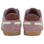 Rear view of two light purple Gola Orchid sneakers with brown heel accents.