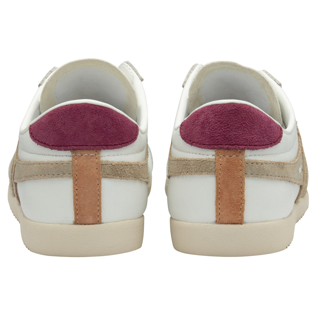 Rear view of two Gola Bullet trainers, highlighting burgundy heel tabs.