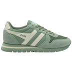 A close-up view of the right Gola men's Trainer in light green and off-white.