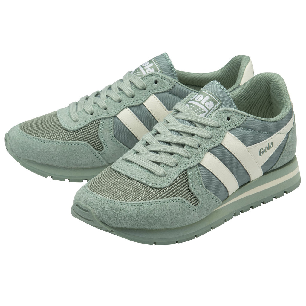 A pair of Gola men's Trainers in light green and off-white.
