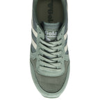 A top-down view of the right Gola men's Trainer in light green and off-white.