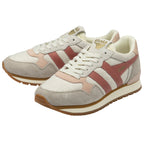 Pair of Gola Orchid sneakers in cream, pink, and grey, highlighting their design.