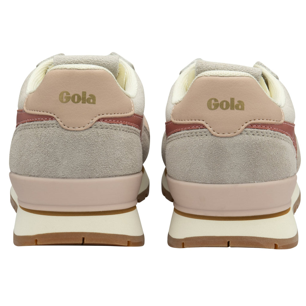 Rear view of two Gola Orchid sneakers, displaying the Gola logo on the heel.