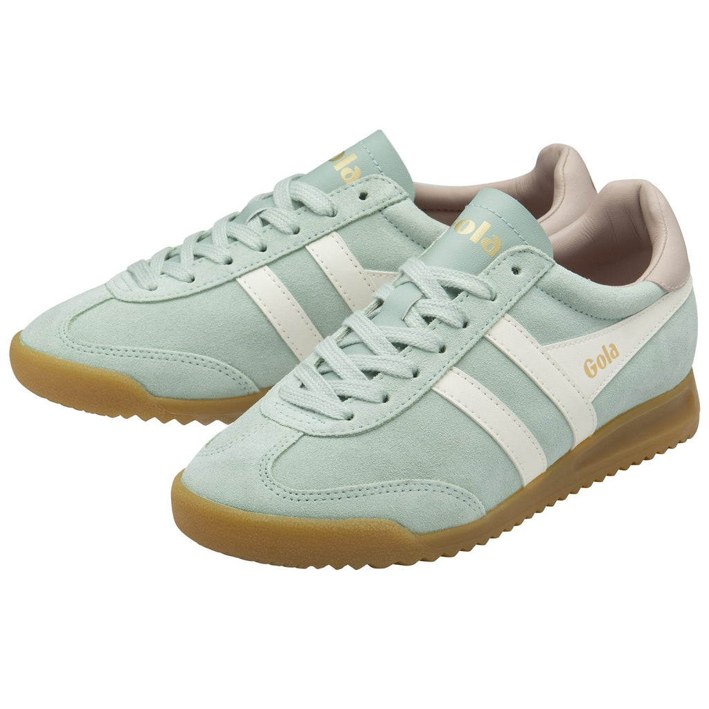 A pair of pale green Gola women's trainers.