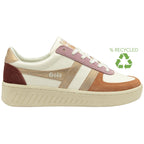 A recycled women's Gola sneaker in white with rose gold and pink accents.