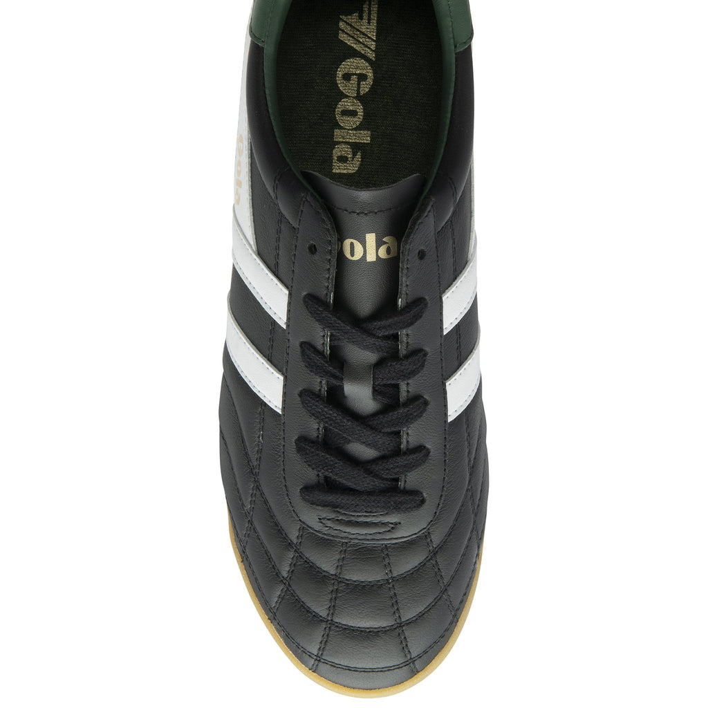 A black Gola Super Quarter men's shoe, top view, on a white background.