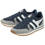 Pair of Gola men's sneakers in navy and grey, showing the side profile and laces.