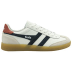 Side profile of the Gola Elan sneakers in white with navy and red accents.