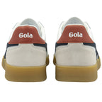 Rear view of two Gola Elan sneakers showing the brown heel tabs with Gola logo.