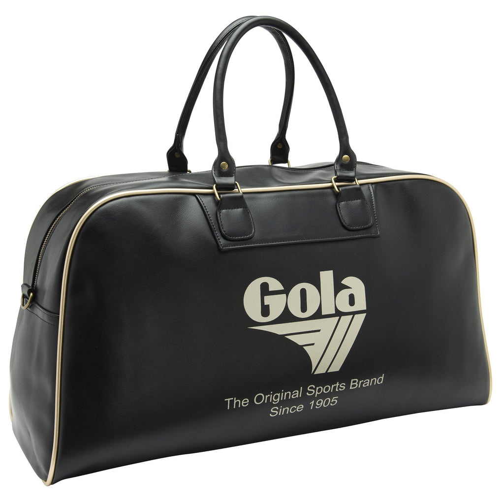 Side view of the Gola Performance Endurance Bag, black with white logo and text.