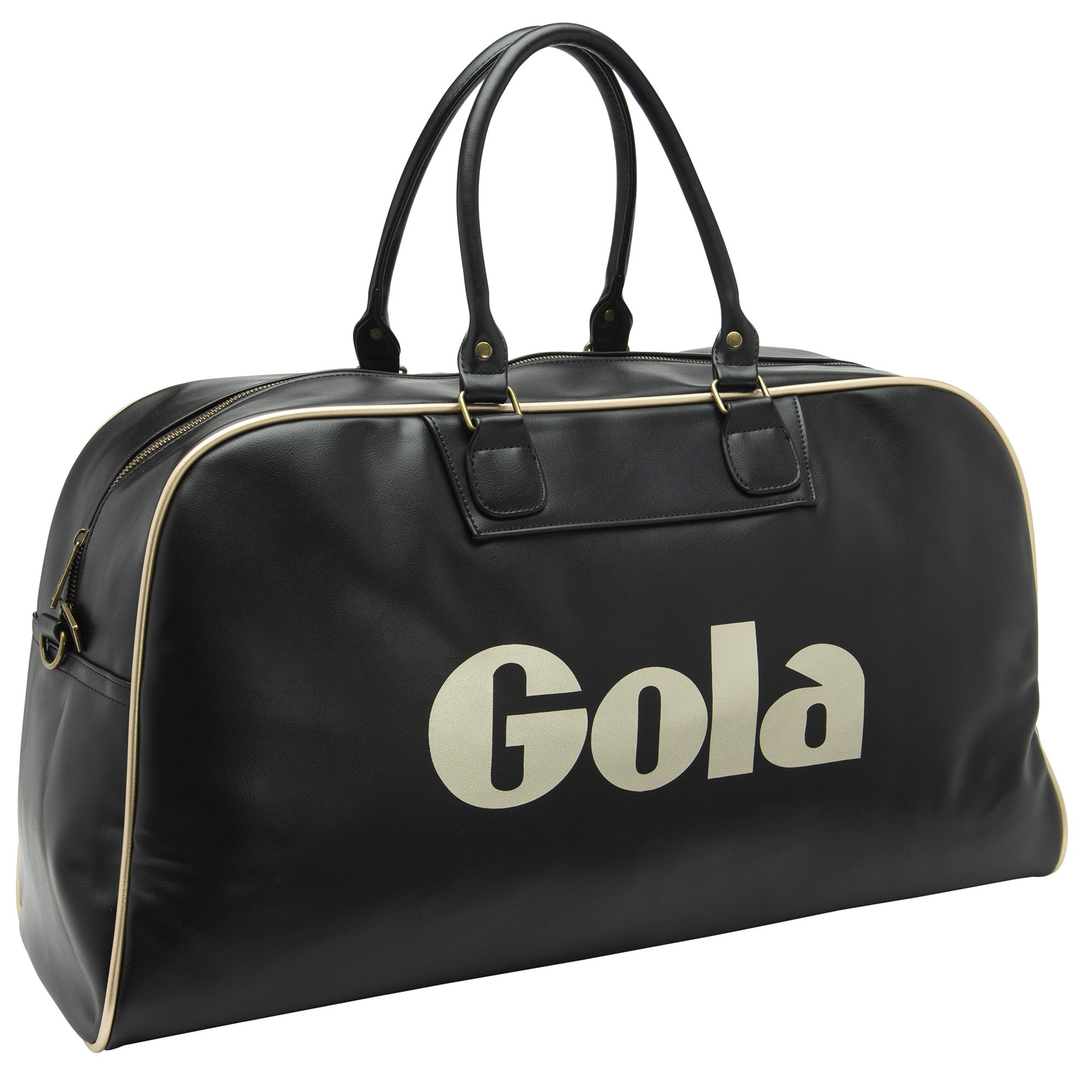 Side view of the Gola Performance Endurance Bag, black with large white logo.